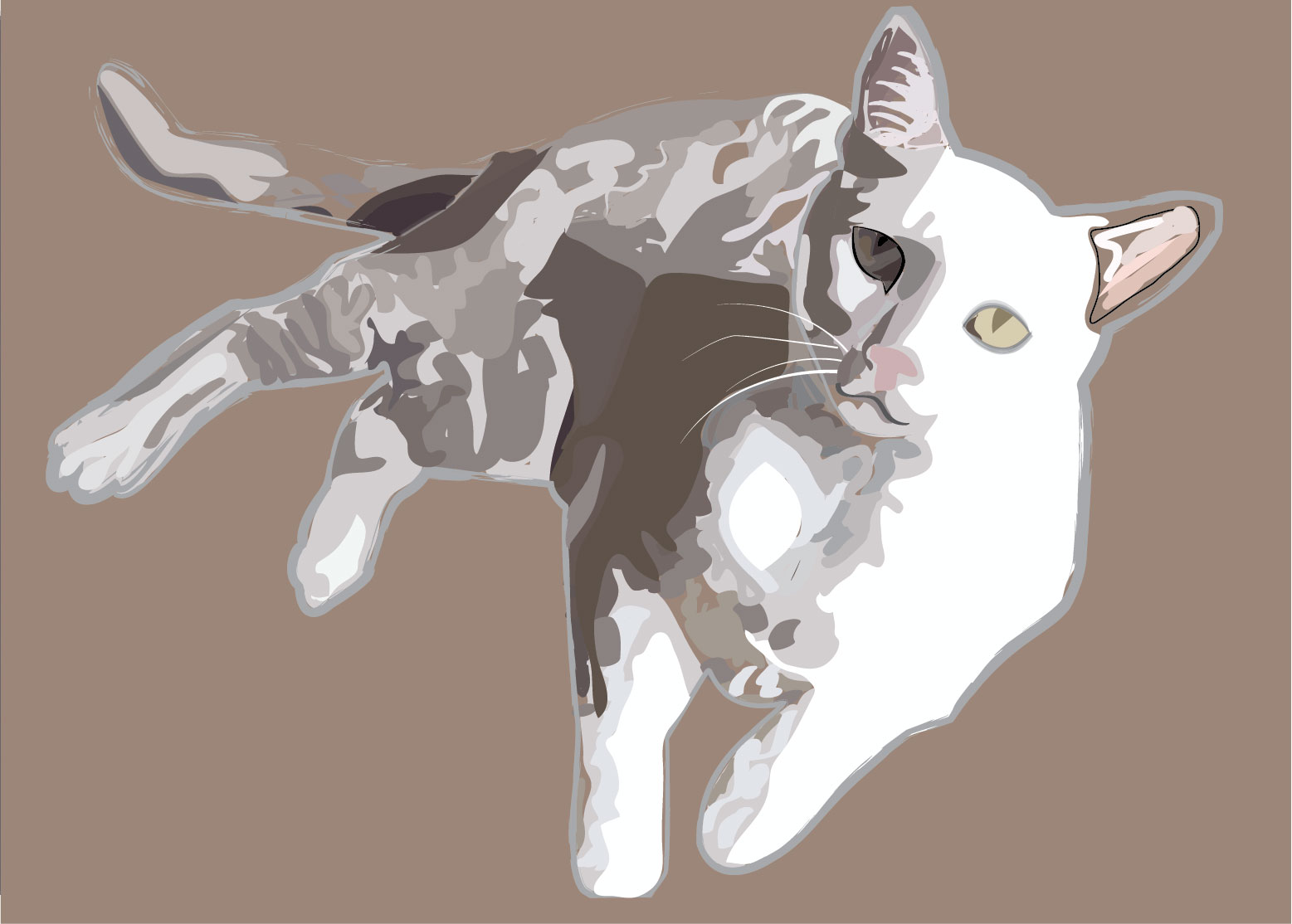Adobe Illustrator, drawing, png, cat, brown, vector, graphic, duotone, color, sepia tone, by Destiny Barrett